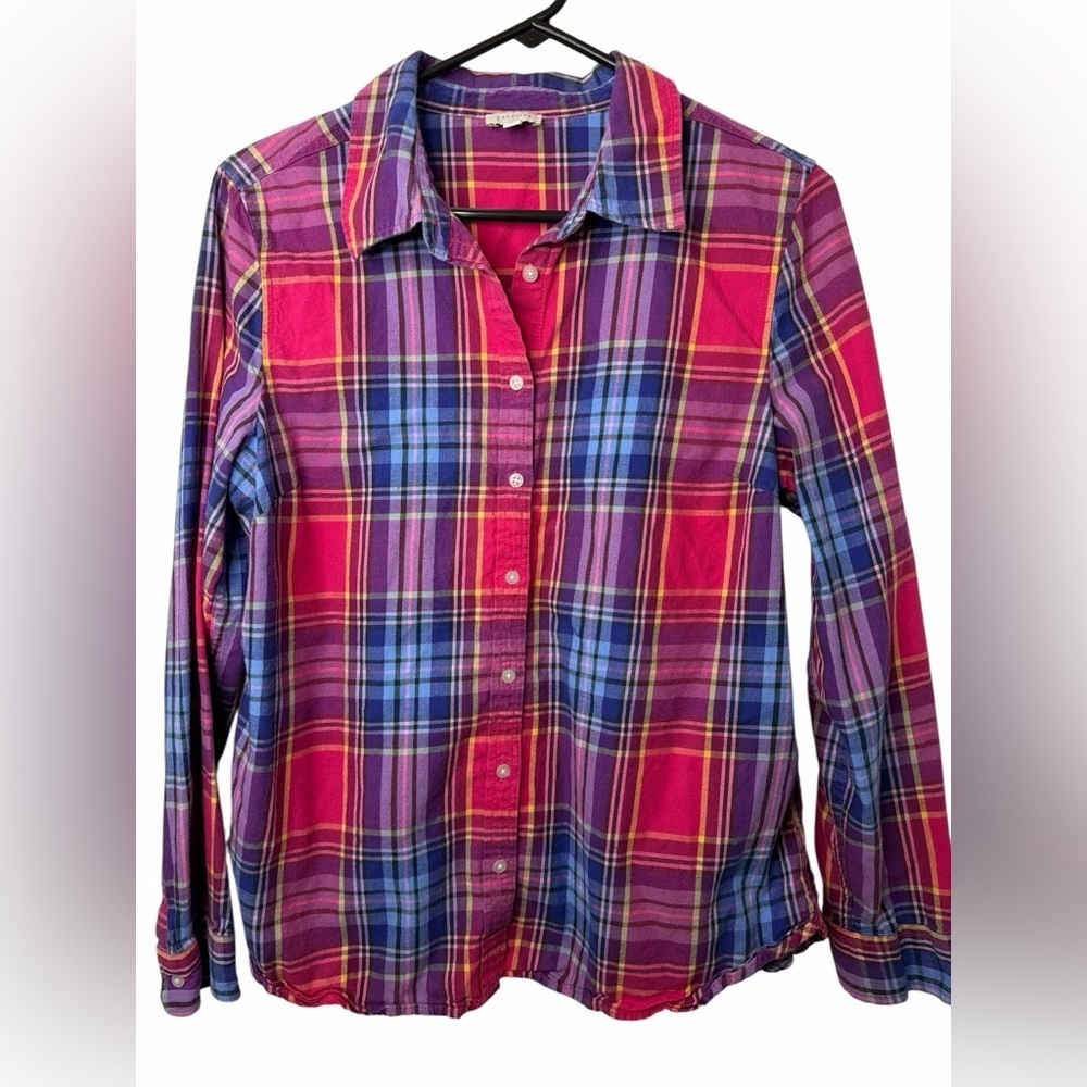 Talbots Red, Purple & Blue Plaid Button-Down Shirt